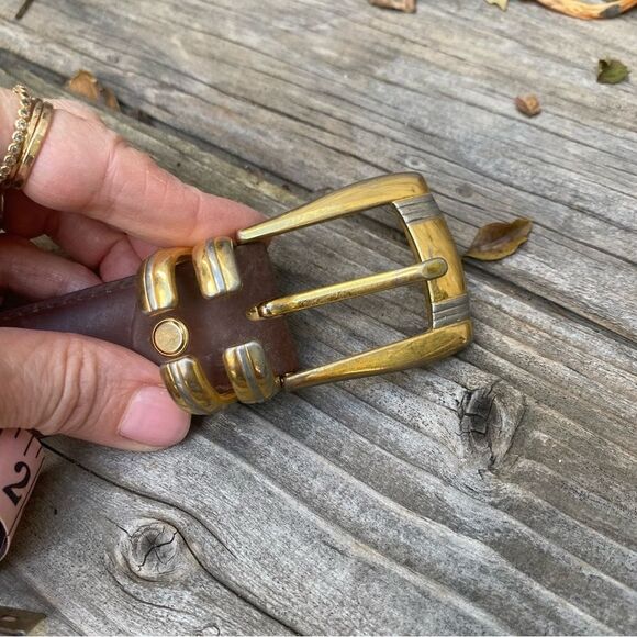 Long vintage brown leather belt  Vintage Medici belt main image 4